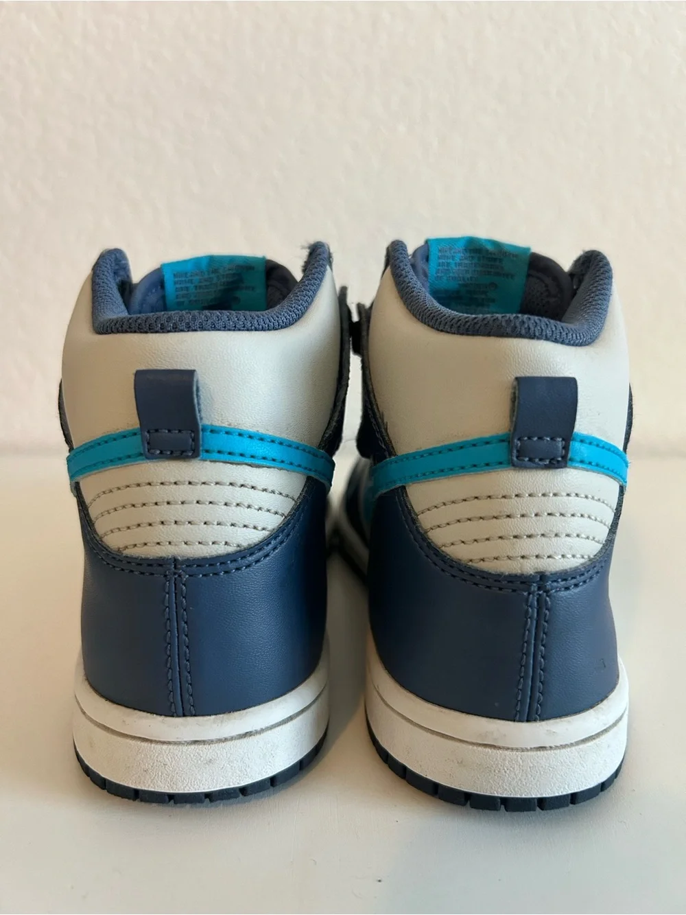 Nike Dunk High Sneakers in Light Bone and Diffused Blue, Kids Size 12c